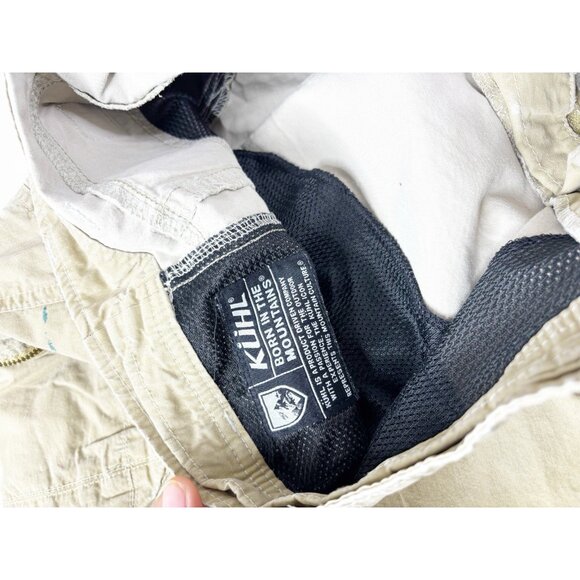 Kuhl Cargo Shorts Men 36 X 12 Tan Patina  Cotton/Nylon Light Hiking Gorpcore GUC - Picture 5 of 10